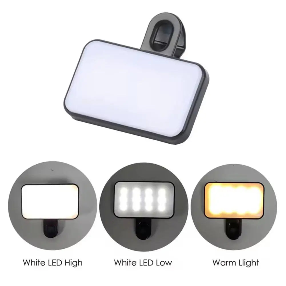 Mobile Phone LED Selfie Fill Light Portable Mini 3 Modes Adjustable Brightness for Phones Laptops Video Conferencing Fill Light